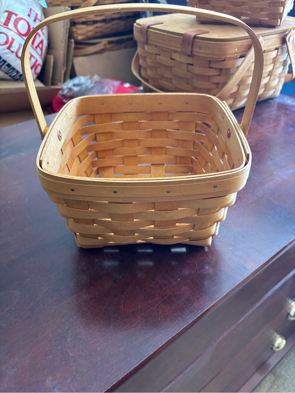 Vintage NWOT Longaberger Large Berry Basket Handwoven Maple Signed  Handle